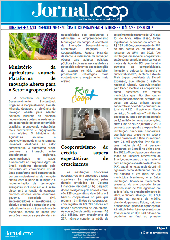 Jornal.Coop – Edição 179 – Ano 2 – 17 de Janeiro de 2024