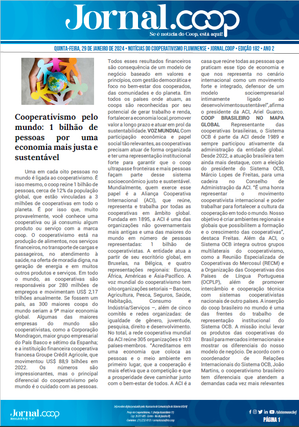 Jornal.Coop – Edição 182 – Ano 2 – 29 de Janeiro de 2024
