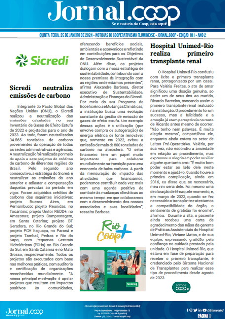 Jornal.Coop – Edição 181 – Ano 2 – 25 de Janeiro de 2024