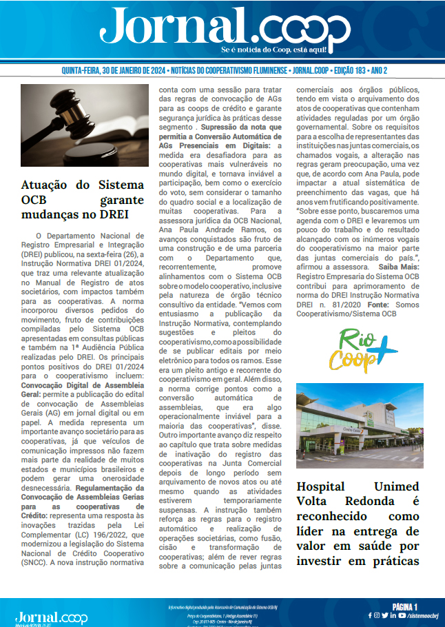 Jornal.Coop – Edição 183 – Ano 2 – 30 de Janeiro de 2024
