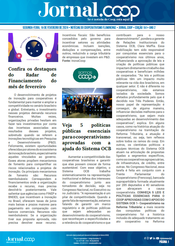 Jornal.Coop – Edição 191 – Ano 2 – 19 de Fevereiro de 2024
