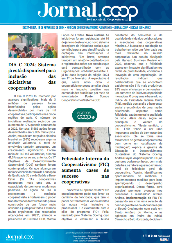 Jornal.Coop – Edição 190 – Ano 2 – 16 de Fevereiro de 2024