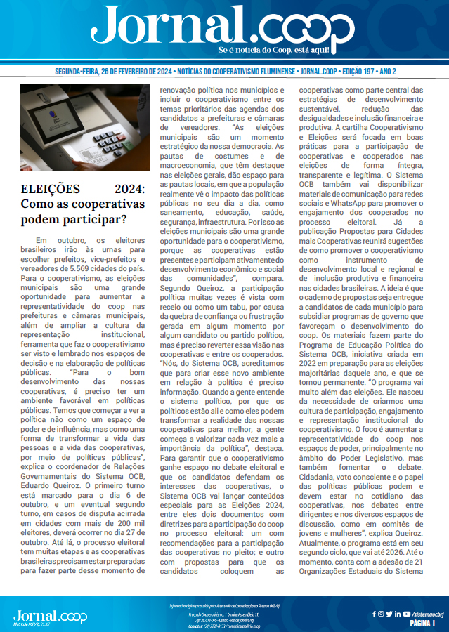 Jornal.Coop – Edição 197 – Ano 2 – 26 de Fevereiro de 2024