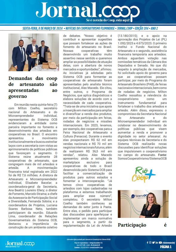 Jornal.Coop – Edição 204 – Ano 2 – 8 de março de 2024