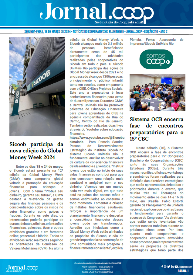 Jornal.Coop – Edição 210 – Ano 2 – 18 de março de 2024
