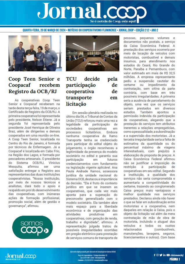 Jornal.Coop – Edição 212 – Ano 2 – 20 de março de 2024