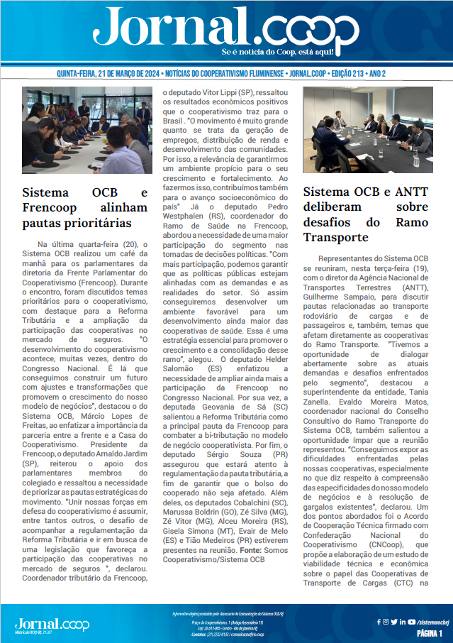 Jornal.Coop – Edição 213 – Ano 2 – 21 de março de 2024