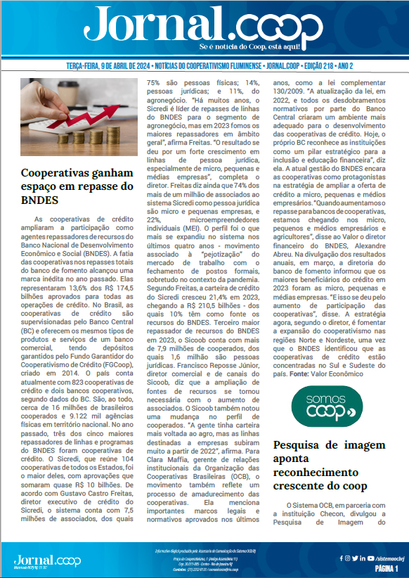 Jornal.Coop – Edição 218 – Ano 2 – 9 de abril de 2024