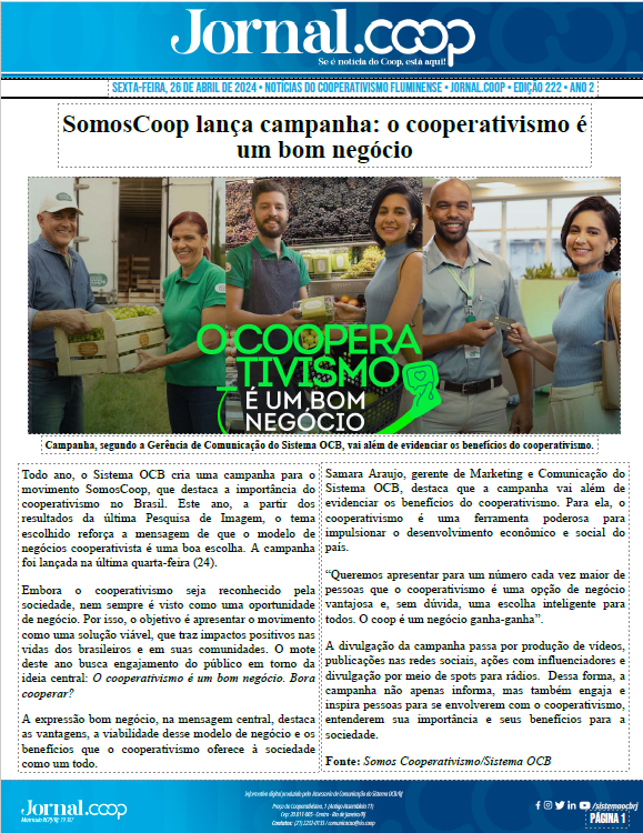 Jornal.Coop – Edição 222 – Ano 2 – 26 de abril de 2024