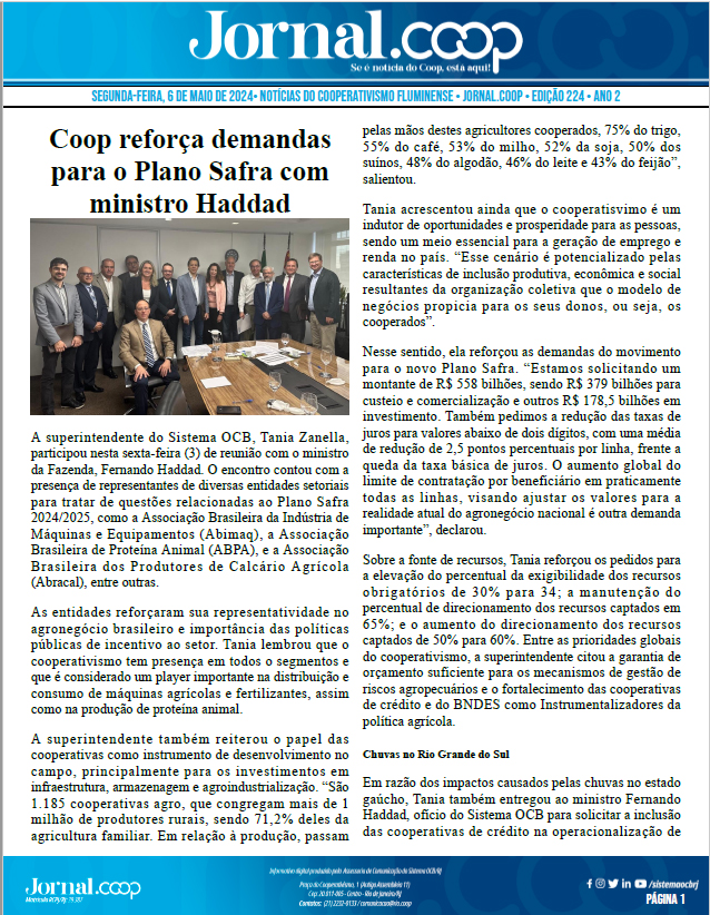 Jornal.Coop – Edição 224 – Ano 2 – 6 de maio de 2024