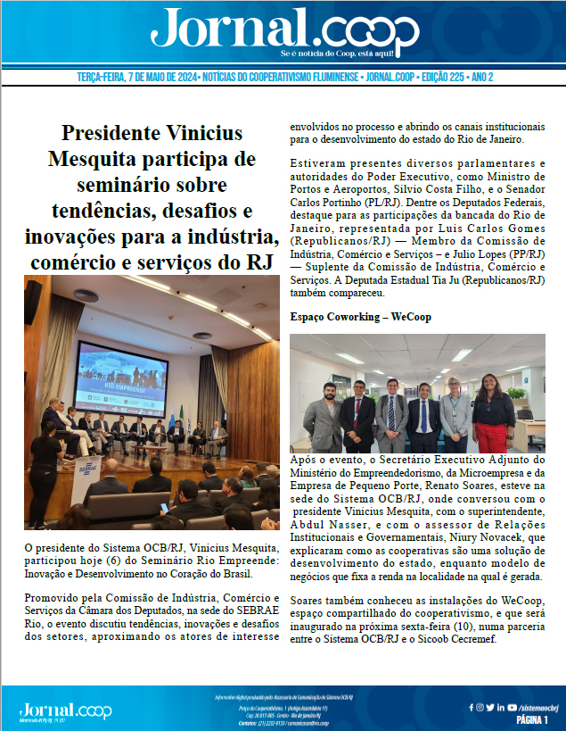 Jornal.Coop – Edição 225 – Ano 2 – 7 de maio de 2024
