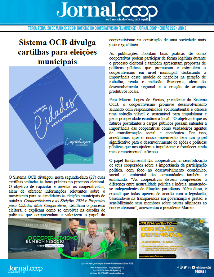 Jornal.Coop – Edição 229 – Ano 2 – 28 de maio de 2024