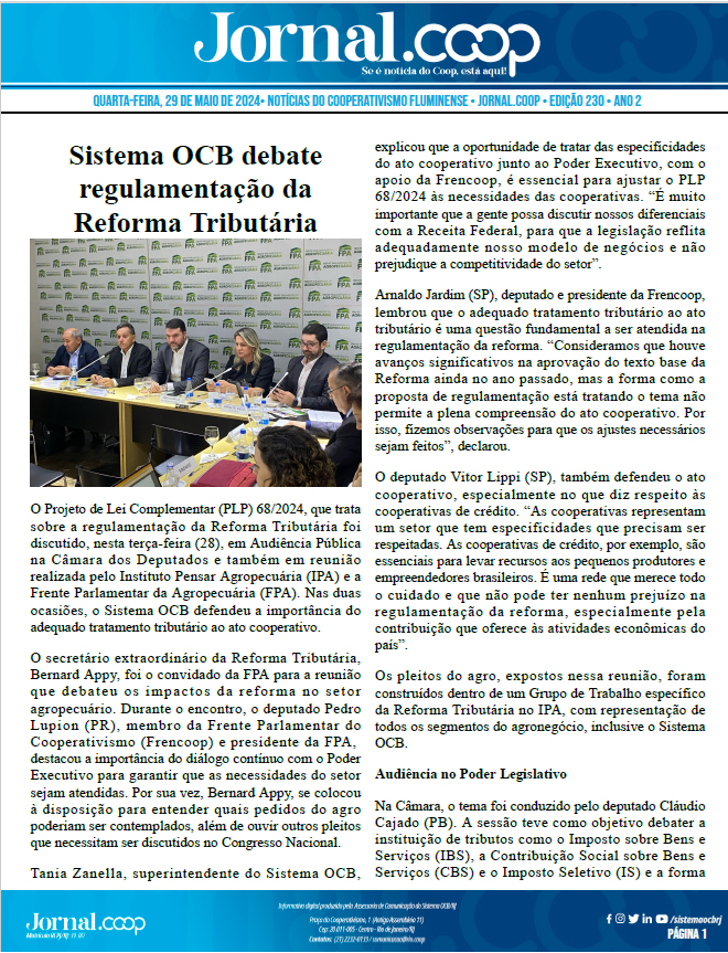 Jornal.Coop – Edição 230 – Ano 2 – 29 de maio de 2024