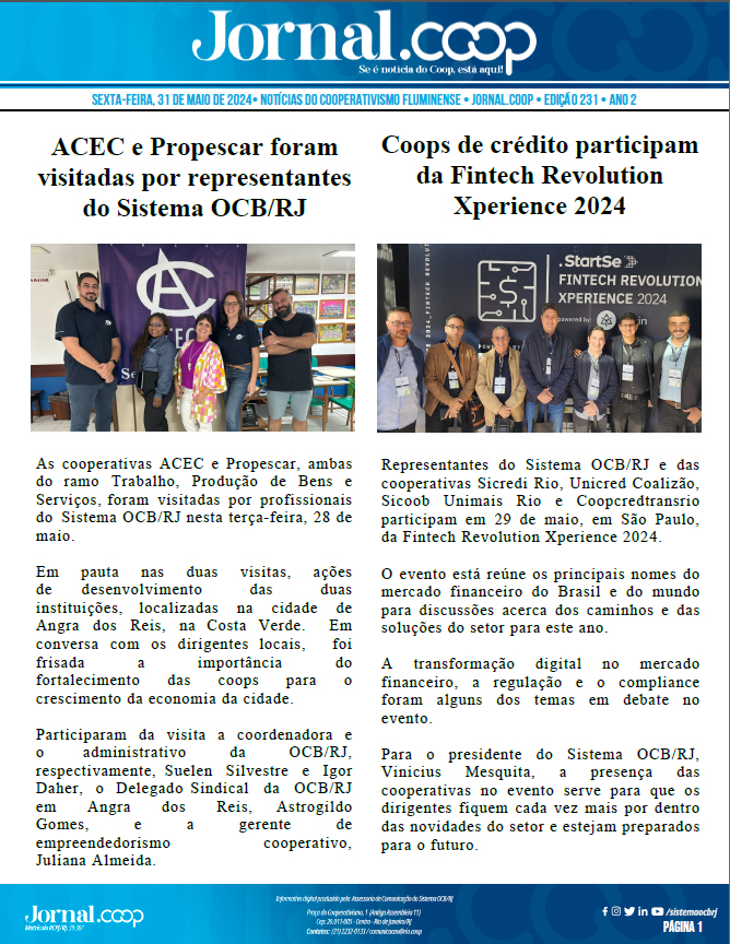 Jornal.Coop – Edição 231 – Ano 2 – 31 de maio de 2024