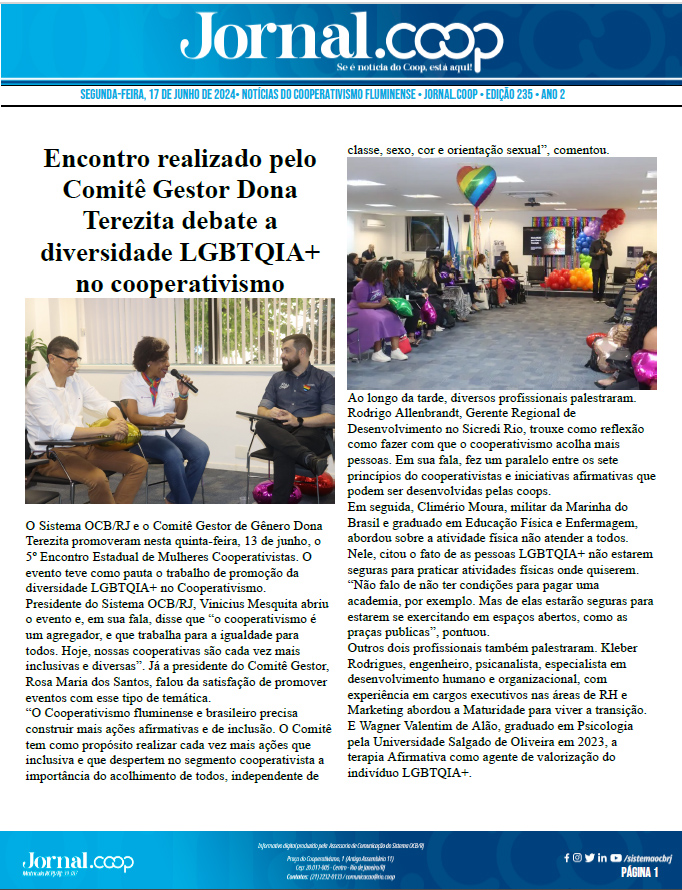 Jornal.Coop – Edição 235 – Ano 2 – 17 de junho de 2024