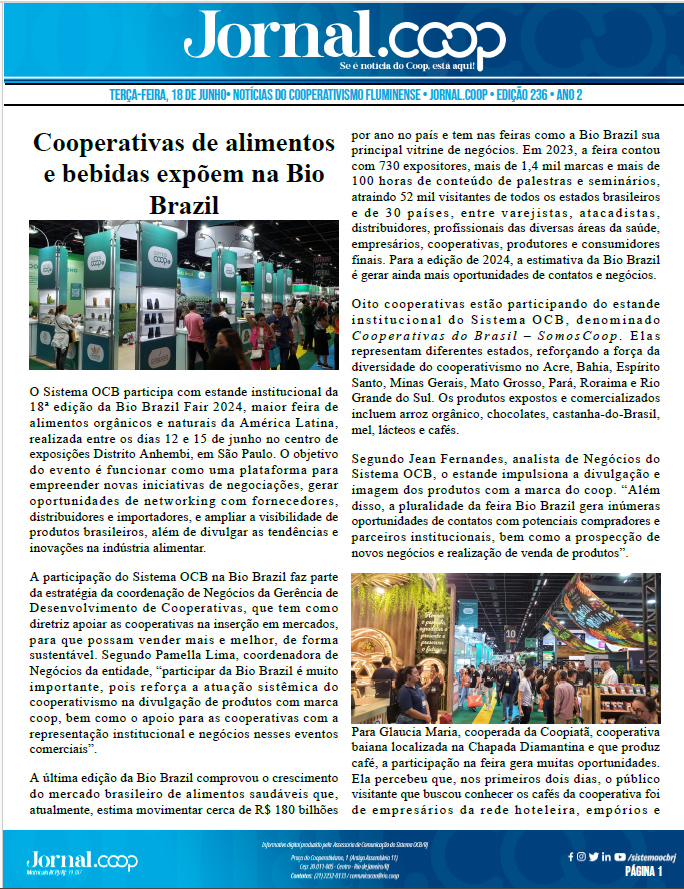 Jornal.Coop – Edição 236 – Ano 2 – 18 de junho de 2024