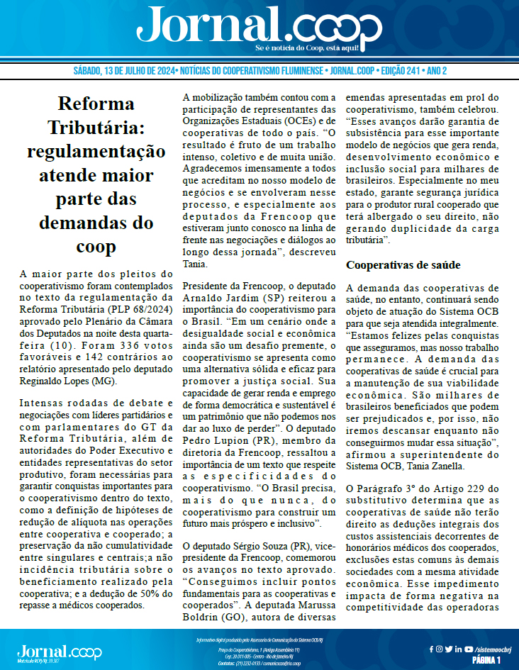 Jornal.Coop – Edição 241 – Ano 2 – 13 de julho de 2024