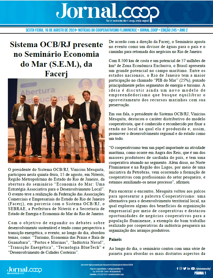 Jornal.Coop – Edição 245 – Ano 2 – 16 de agosto de 2024