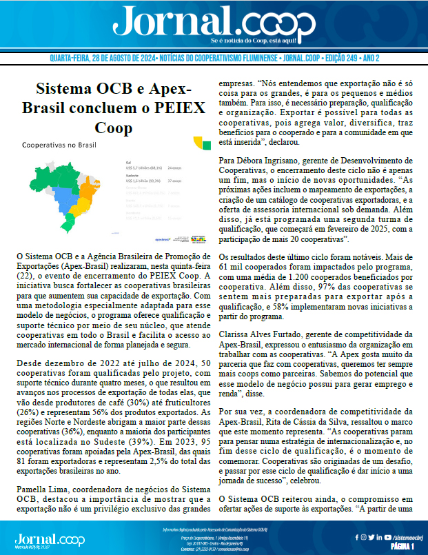 Jornal.Coop – Edição 249 – Ano 2 – 28 de agosto de 2024