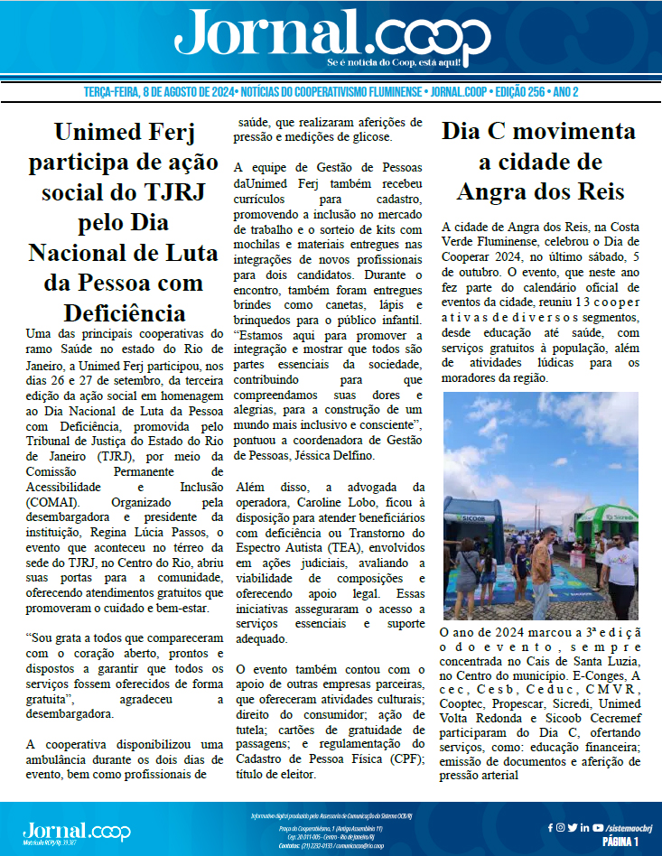 Jornal.Coop – Edição 256 – Ano 2 – 8 de Outubro de 2024
