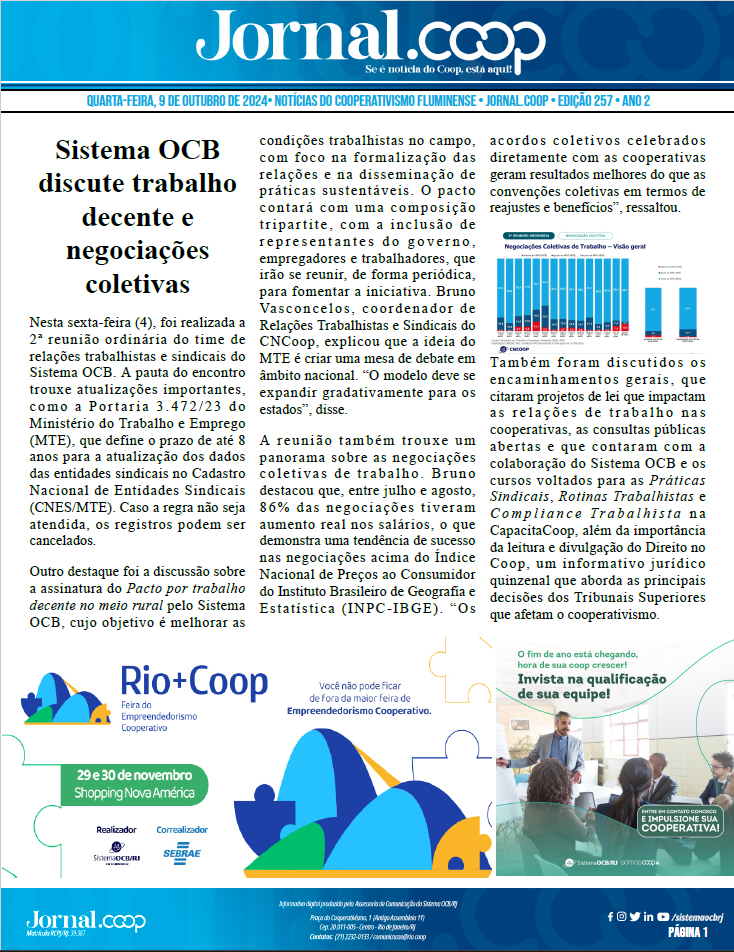 Jornal.Coop – Edição 257 – Ano 2 – 9 de Outubro de 2024