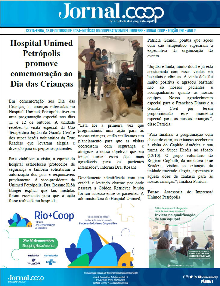Jornal.Coop – Edição 260 – Ano 2 – 18 de Outubro de 2024