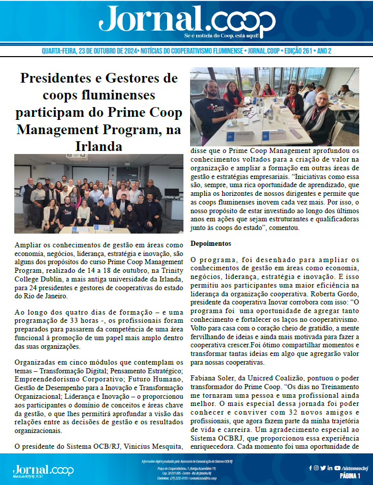 Jornal.Coop – Edição 261 – Ano 2 – 23 de Outubro de 2024