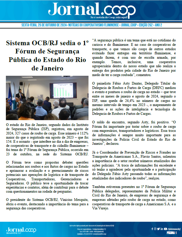 Jornal.Coop – Edição 262 – Ano 2 – 25 de Outubro de 2024
