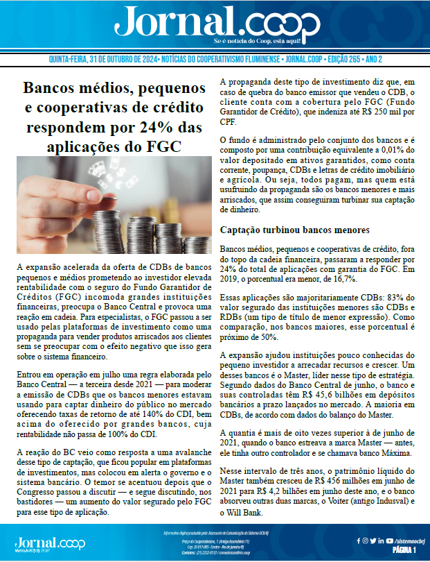Jornal.Coop – Edição 265 – Ano 2 – 31 de Outubro de 2024