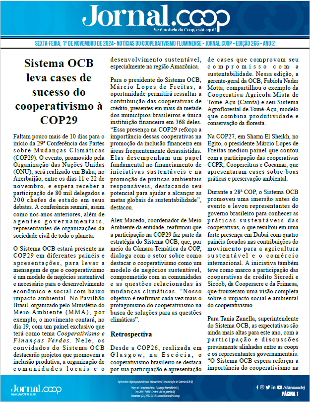 Jornal.Coop – Edição 266 – Ano 2 – 1º de Novembro de 2024