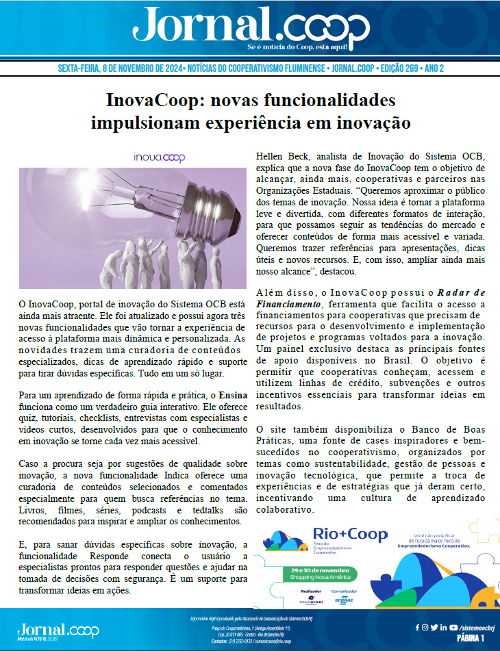 Jornal.Coop – Edição 269 – Ano 2 – 8 de Novembro de 2024