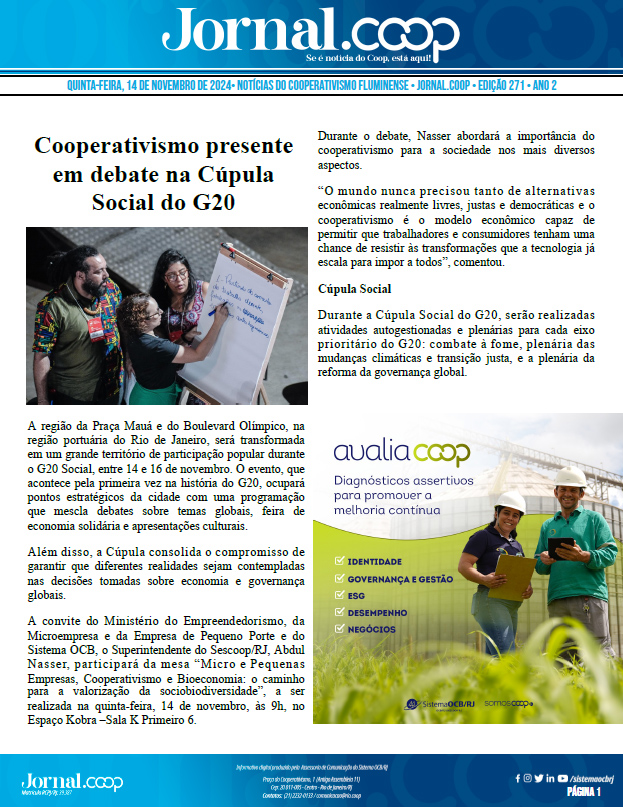 Jornal.Coop – Edição 271 – Ano 2 – 14 de Novembro de 2024