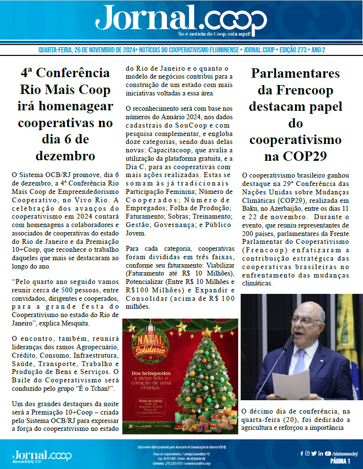 Jornal.Coop – Edição 273 – Ano 2 – 27 de Novembro de 2024