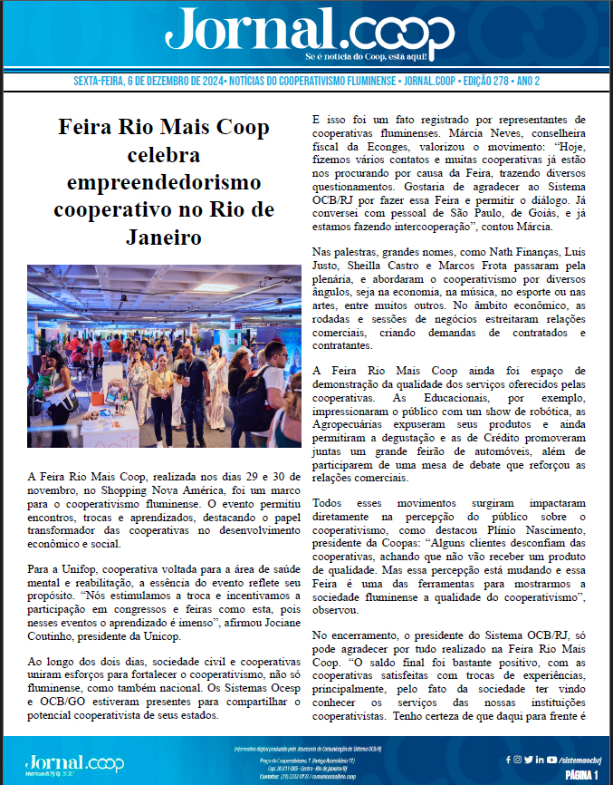 Jornal.Coop – Edição 278 – Ano 2 – 6 de dezembro de 2024