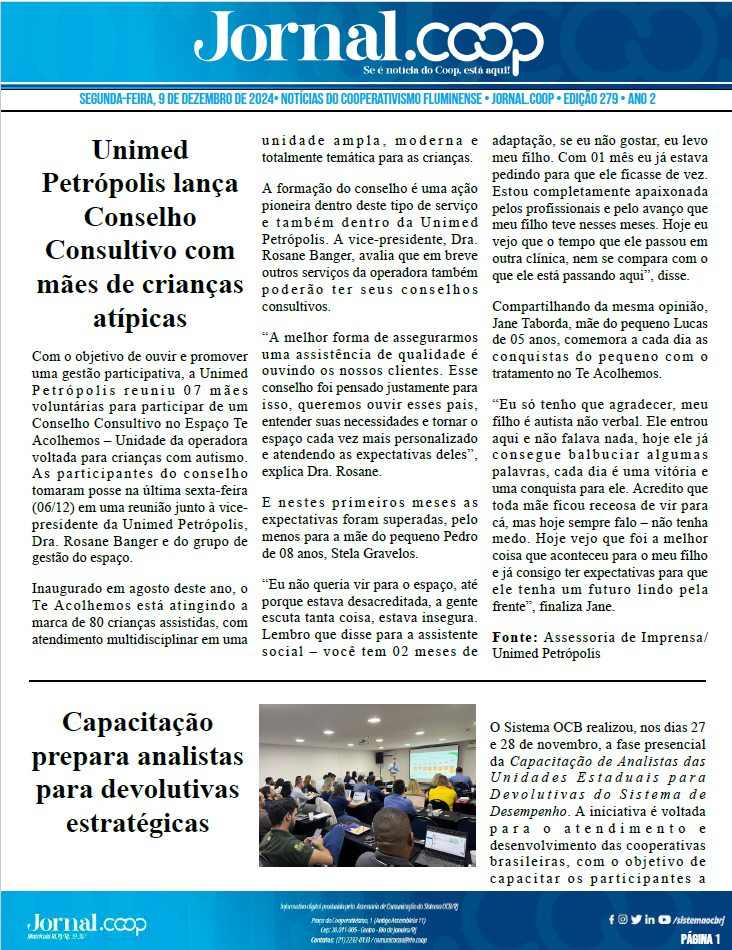 Jornal.Coop – Edição 279 – Ano 2 – 9 de dezembro de 2024