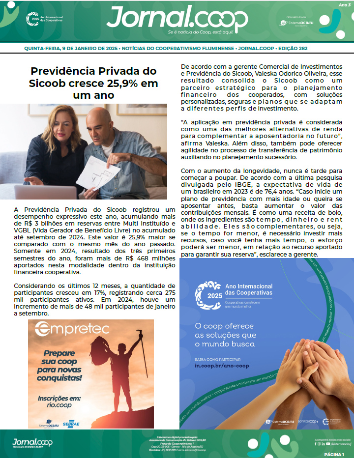 Jornal.Coop – Edição 282 – Ano 3 – 9 de Janeiro de 2025