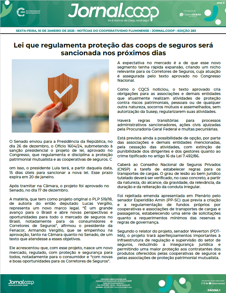 Jornal.Coop – Edição 283 – Ano 3 – 10 de Janeiro de 2025