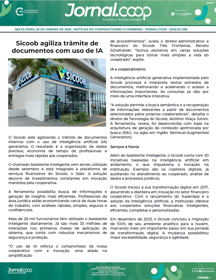 Jornal.Coop – Edição 289 – Ano 3 – 31 de Janeiro de 2025