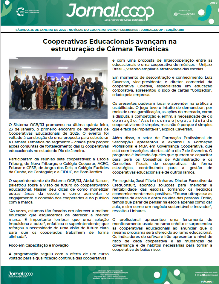 Jornal.Coop – Edição 288 – Ano 3 – 25 de Janeiro de 2025
