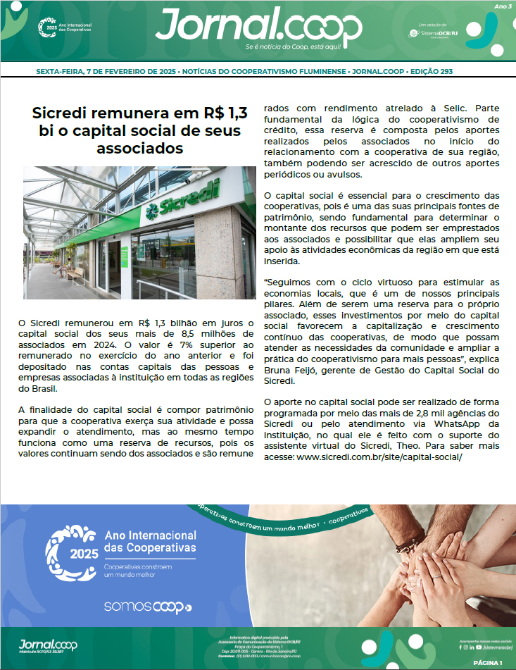 Jornal.Coop – Edição 293 – Ano 3 – 7 de Fevereiro de 2025