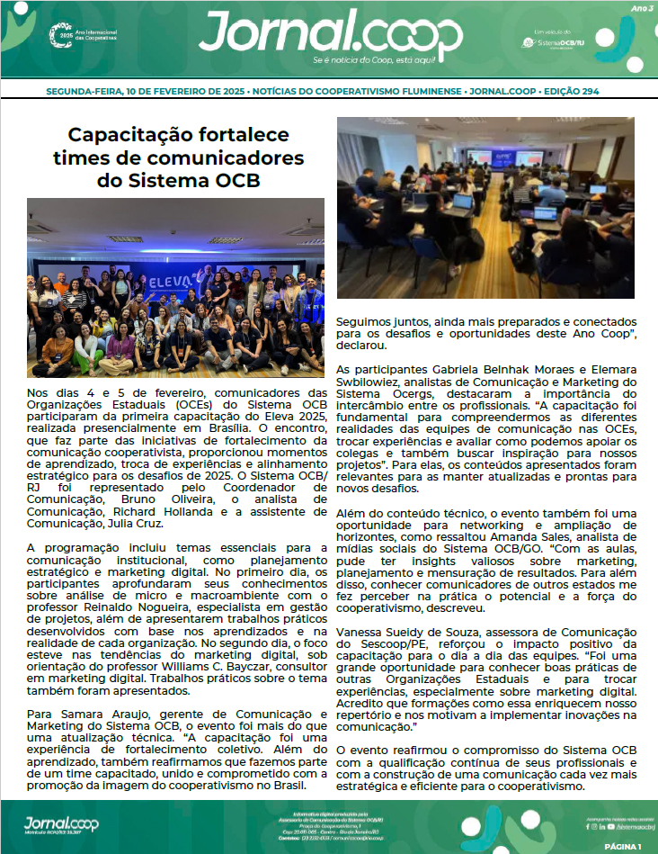 Jornal.Coop – Edição 294 – Ano 3 – 10 de Fevereiro de 2025