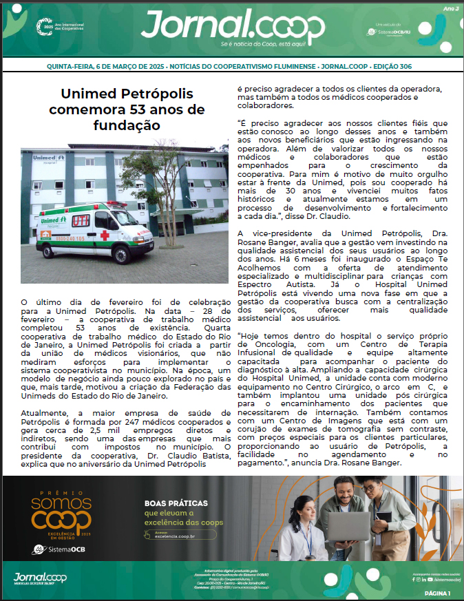 Jornal.Coop – Edição 306 – Ano 3 – 6 de março de 2025