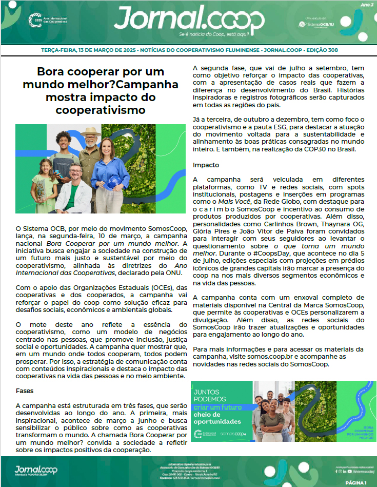 Jornal.Coop – Edição 308 – Ano 3 – 11 de março de 2025