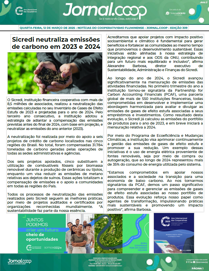 Jornal.Coop – Edição 309 – Ano 3 – 12 de março de 2025