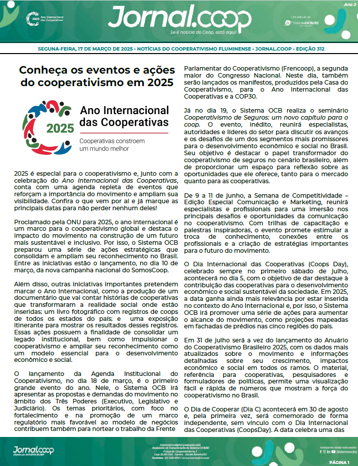 Jornal.Coop – Edição 312 – Ano 3 – 17 de março de 2025