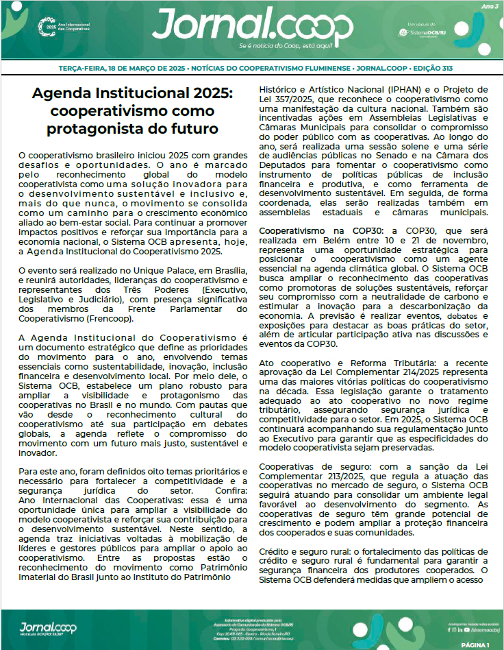 Jornal.Coop – Edição 313 – Ano 3 – 18 de março de 2025