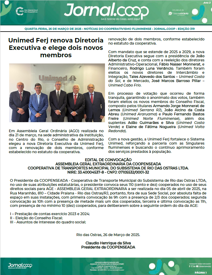 Jornal.Coop – Edição 319 – Ano 3 – 26 de março de 2025