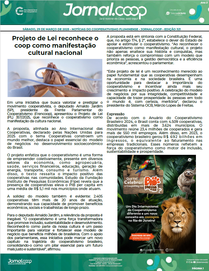 Jornal.Coop – Edição 321 – Ano 3 – 29 de março de 2025