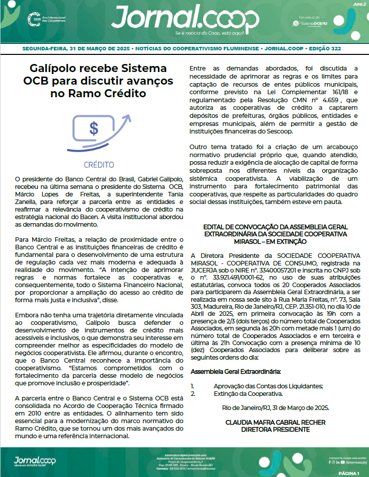 Jornal.Coop – Edição 322 – Ano 3 – 31 de março de 2025