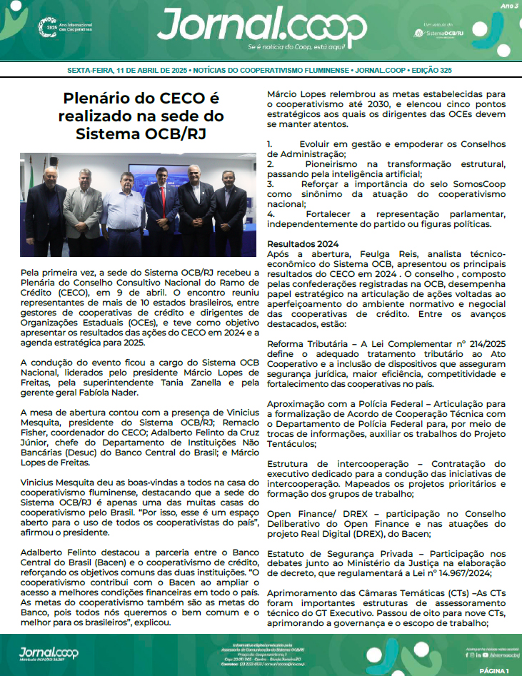Jornal.Coop – Edição 325 – Ano 3 – 11 de Abril de 2025